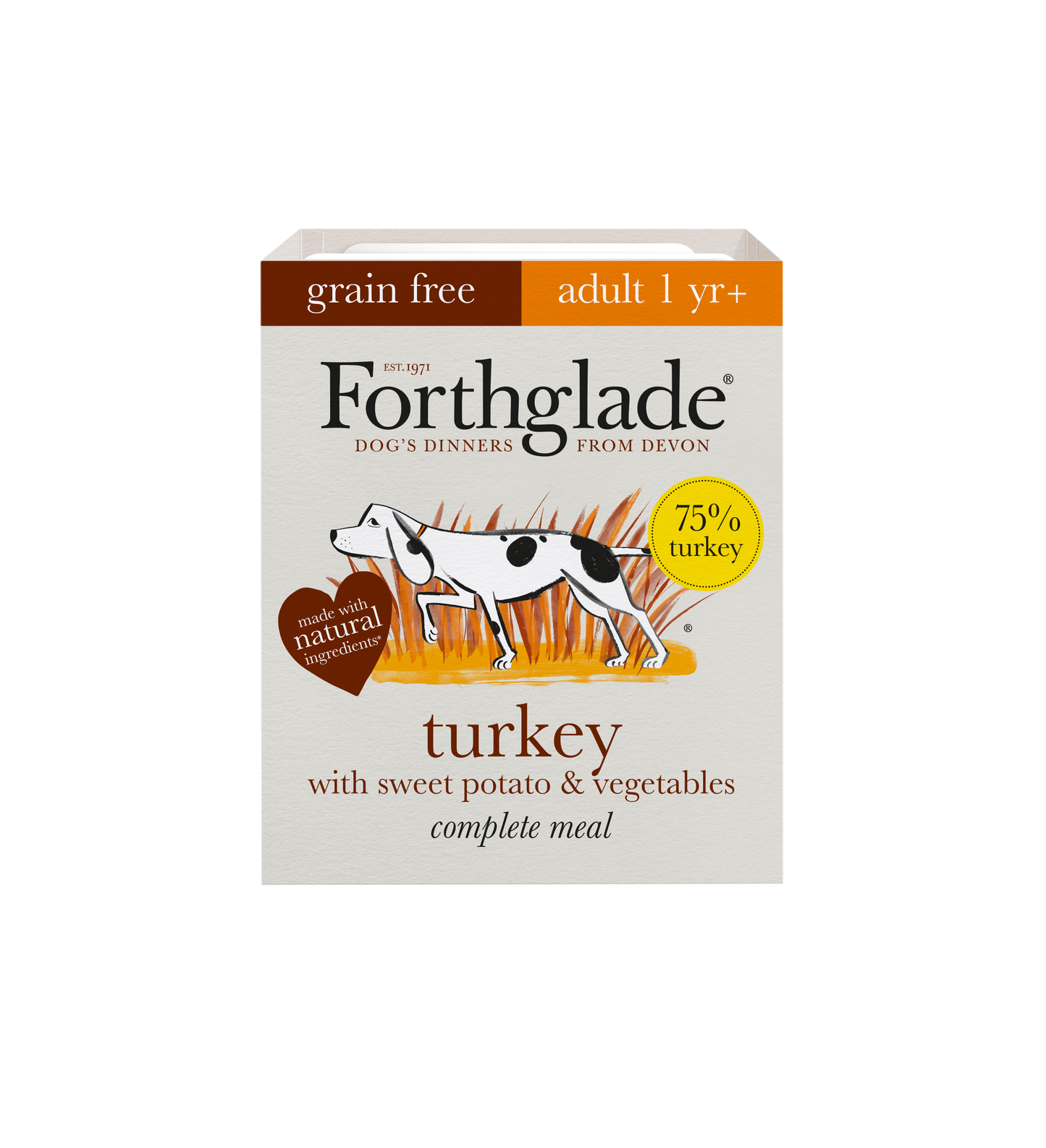 Forthglade Complete Grain Free Adult Trays - Turkey with Sweet Potato & Veg 395g x 18