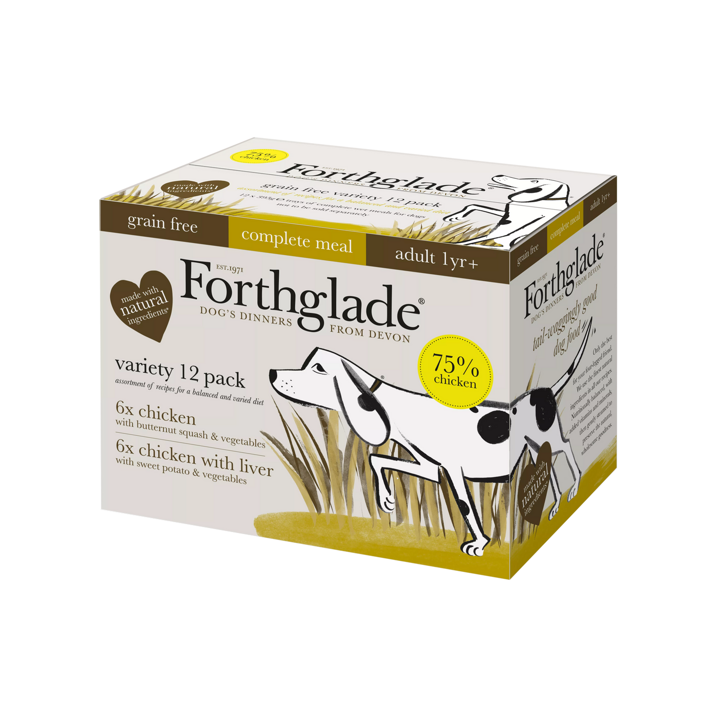 Forthglade Complete Grain Free Adult Variety Chicken & Chicken Liver 395g 12pk x 1
