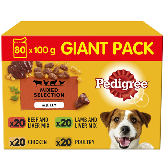 Pedigree Dog Pouch Adult - Mixed Selection in Jelly 100g x 80