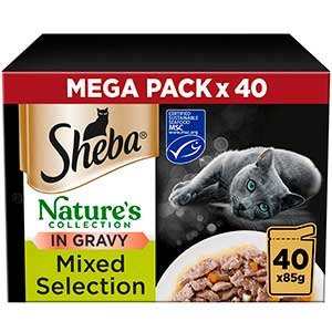 Sheba Cat Pouch Nature's Selection Mixed Gravy 85g MEGA 40pk x 1