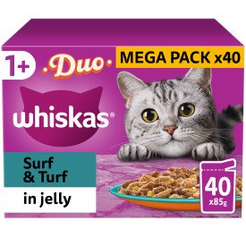 Whiskas Pouch 1+ Duo Surf & Turf in Jelly 85g MEGA 40 Pack x 1