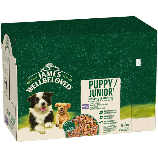James Wellbeloved Puppy Pouch Lamb & Chicken 90g 12pk x 1