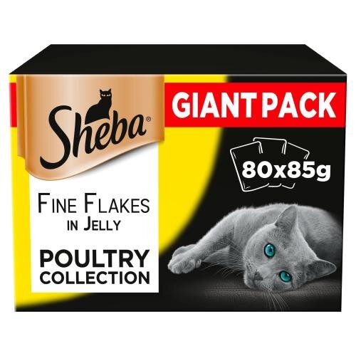 Sheba Cat Pouch Fine Flakes Poultry in Jelly 85g 80pk x 1