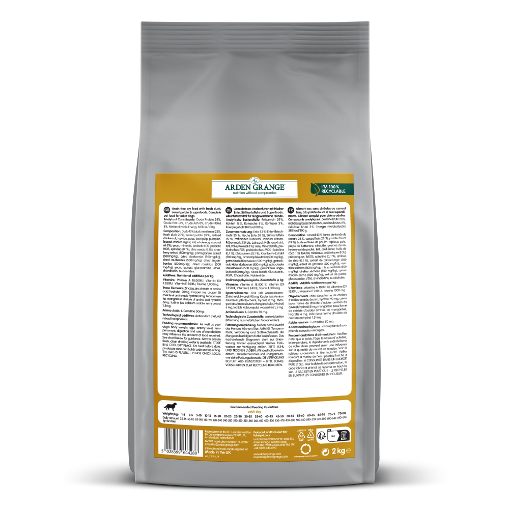 Arden Grange Adult Dog Grain Free Duck & Superfoods 2kg