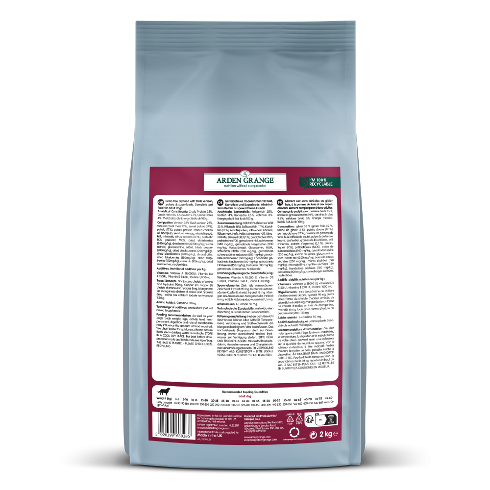 Arden Grange Sensitive GRAIN-FREE Adult - Venison & Potato 2kg