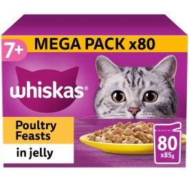 Whiskas Pouch 7+ Poultry Feasts in Jelly 85g GIANT 80 pk x 1