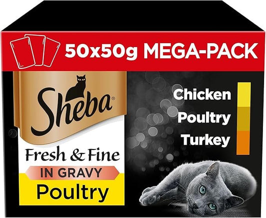 Sheba Cat Pouch Fresh & Fine Poultry Collection in Gravy 50g 50pk x 1