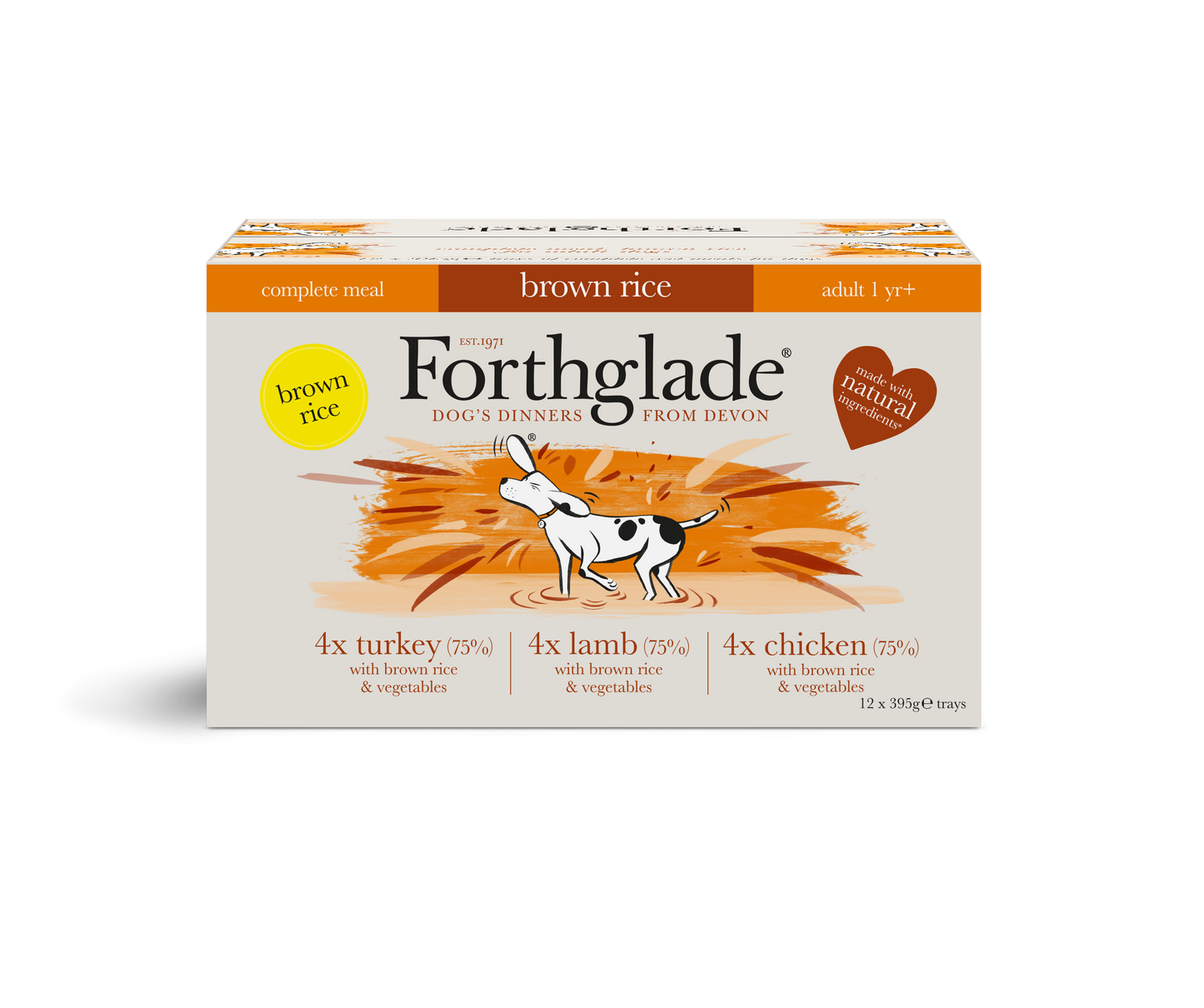 Forthglade Complete with Brown Rice Adult Dog Tray Mixed Multipk 395g x 12
