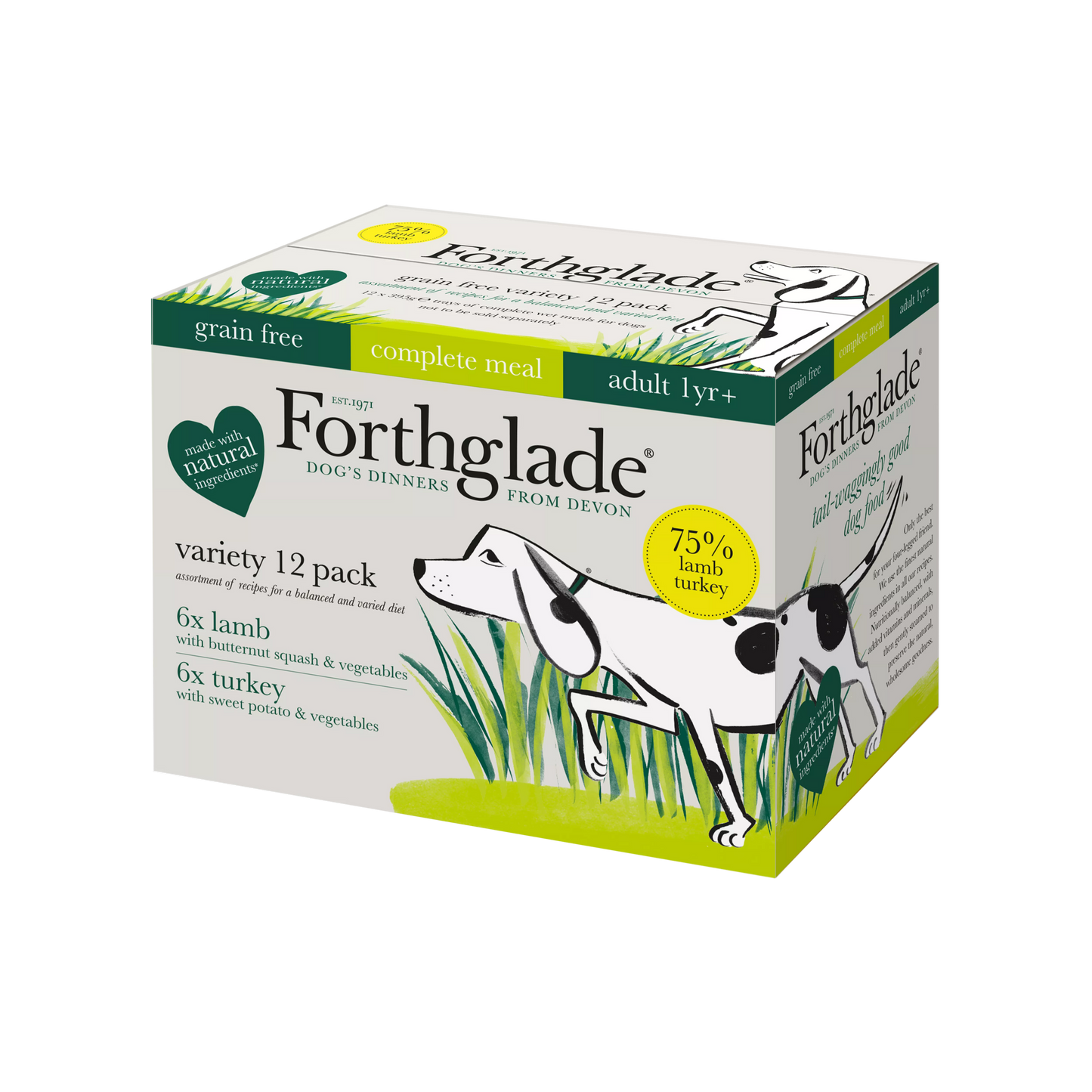 Forthglade Complete Grain Free Adult Variety Lamb/Turkey 395g 12pk x 1