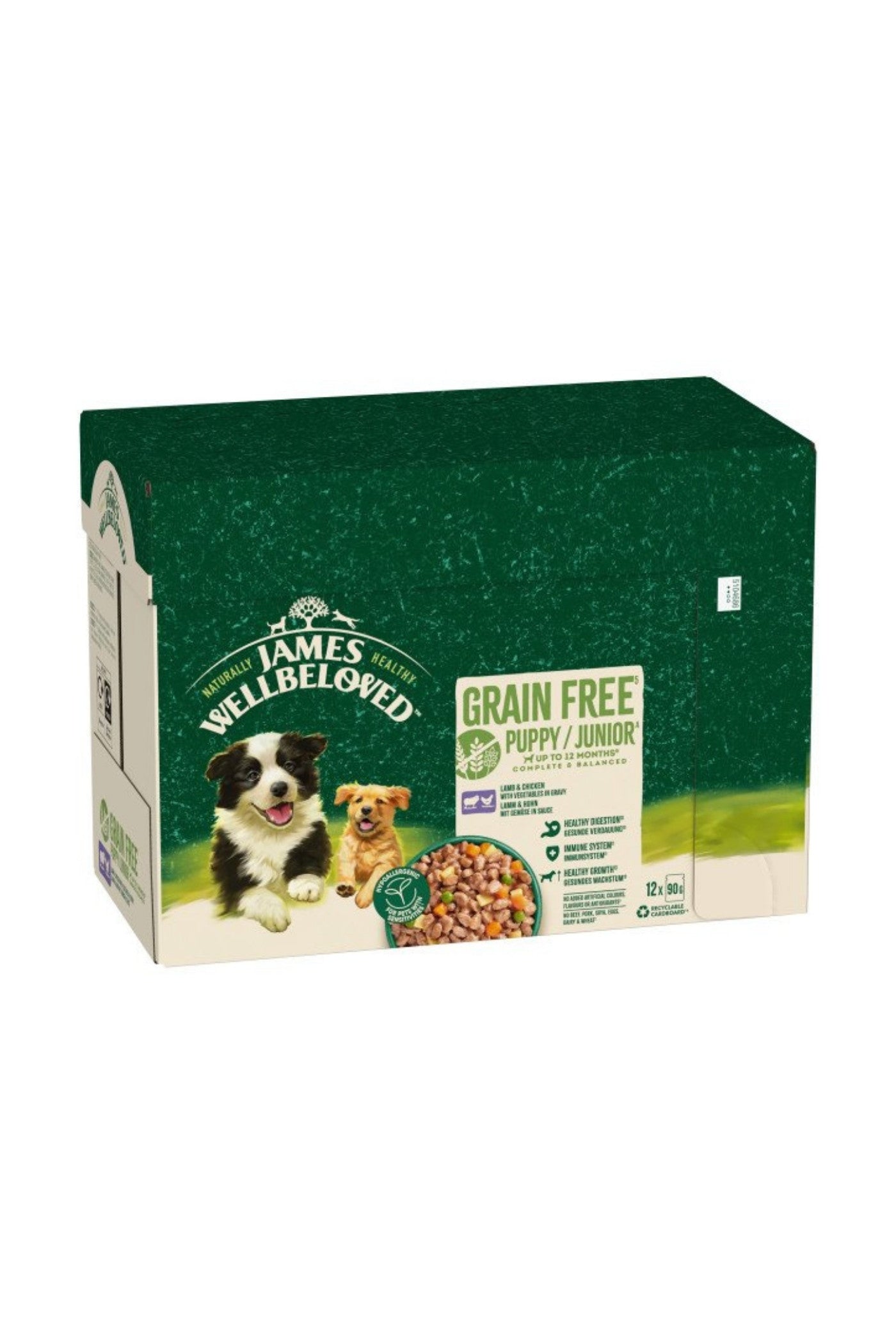 James Wellbeloved Puppy / Junior Pouch Grain Free Lamb & Chicken 90g 12pk x 1