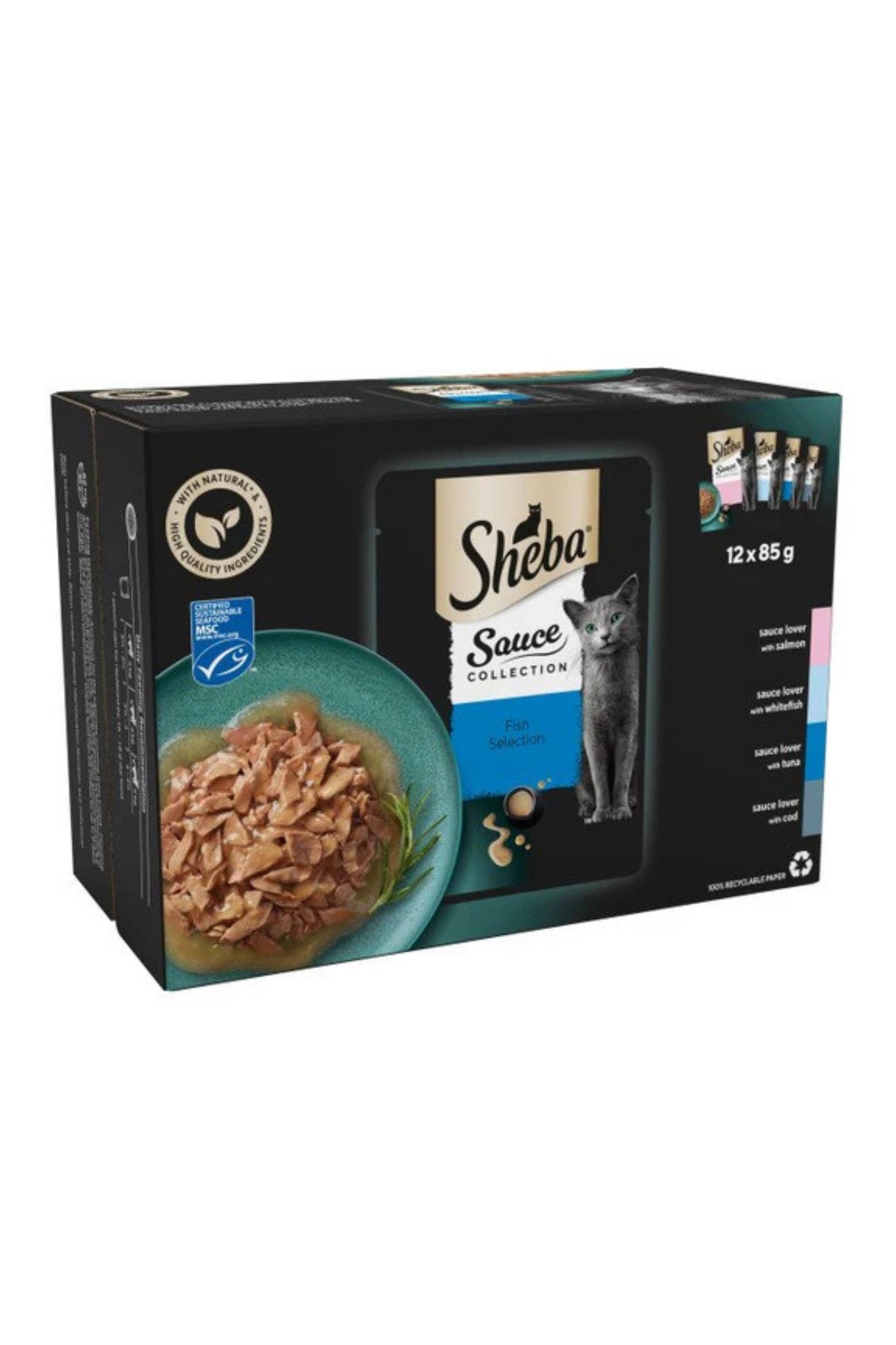 Sheba Cat Pouch Sauce Collection Fish Selection Gravy 85g 12-Pack x 4