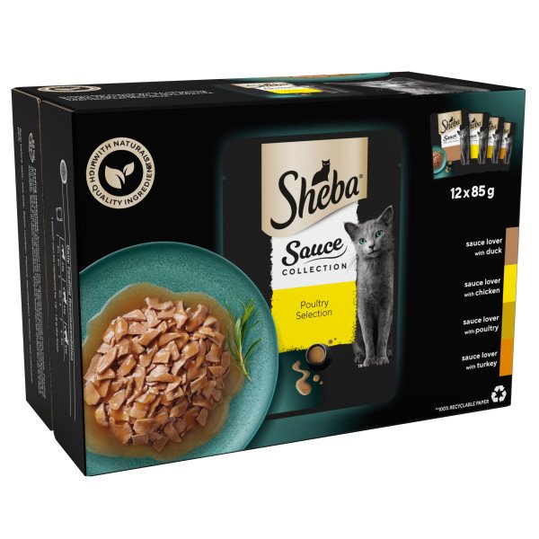 Sheba Cat Pouch Sauce Collection Poultry in Gravy 85g 12-Pack x 4