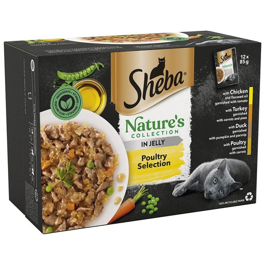 Sheba Cat Pouch Natures Collection Poultry Jelly 85g 12pk x 4