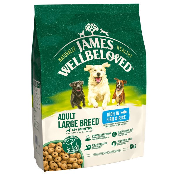 James Wellbeloved Adult Dog Large Breed - Fish & Rice 15kg
