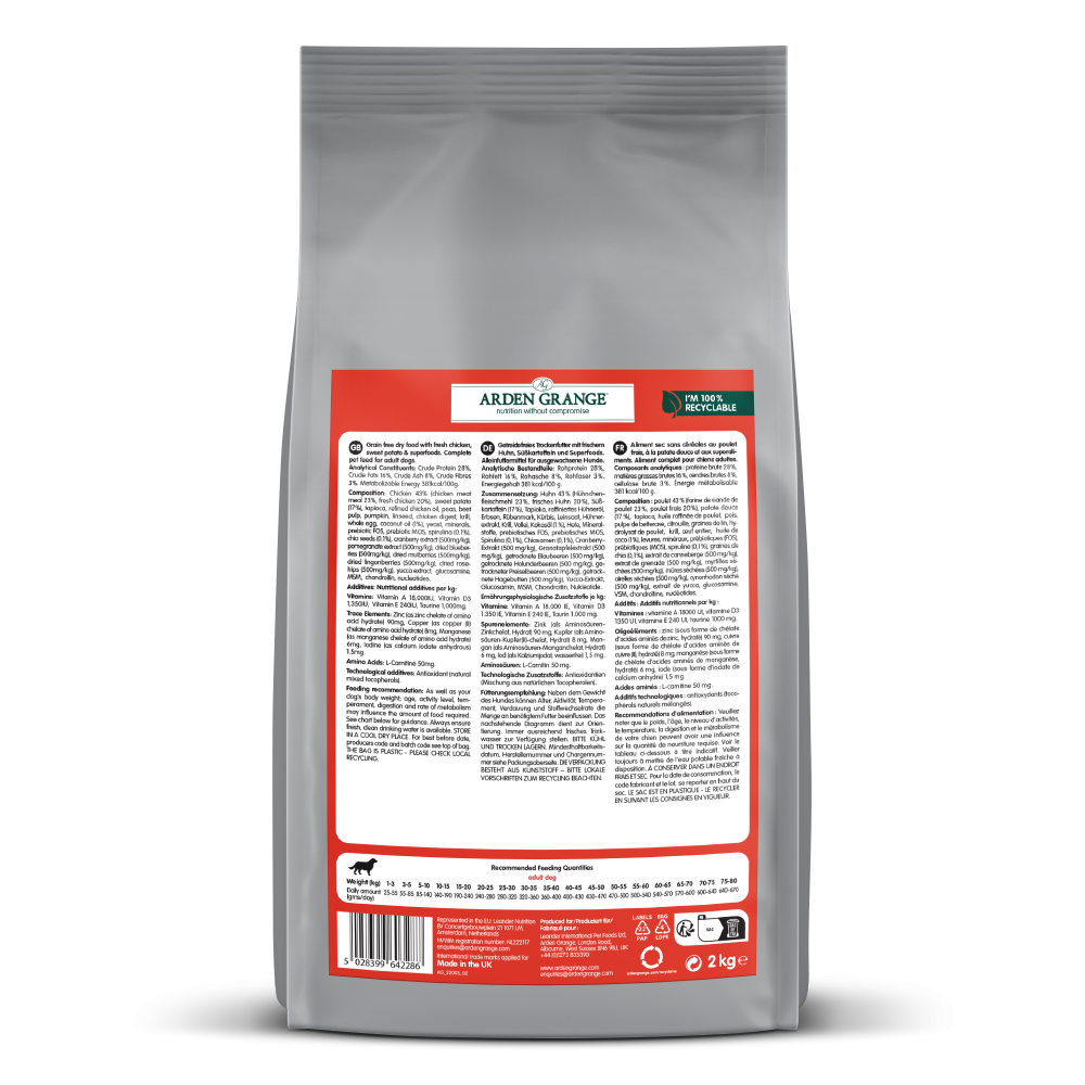 Arden Grange Adult Dog Grain Free Chicken & Superfoods 2kg