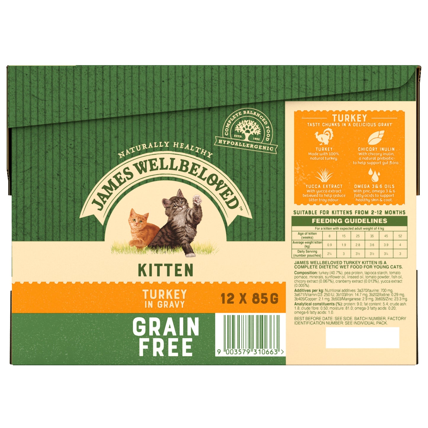 James Wellbeloved Kitten Pouch Grain Free - Turkey 85g x 12