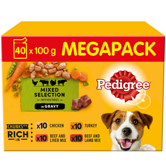 Pedigree Dog Pouch Adult Mixed Selection in Gravy 100g x 40