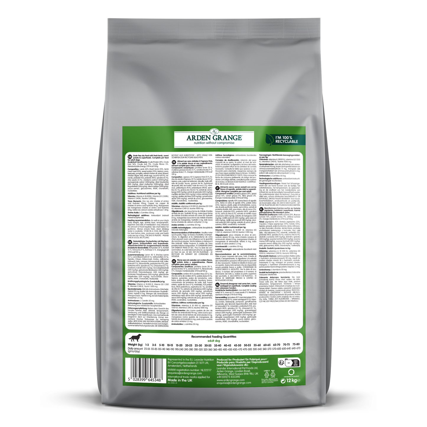 Arden Grange Adult Dog Grain Free Lamb & Superfoods 12kg