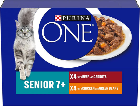 Purina One Cat Senior 7+ Pouch Chicken & Beef 85g 8pk x 5