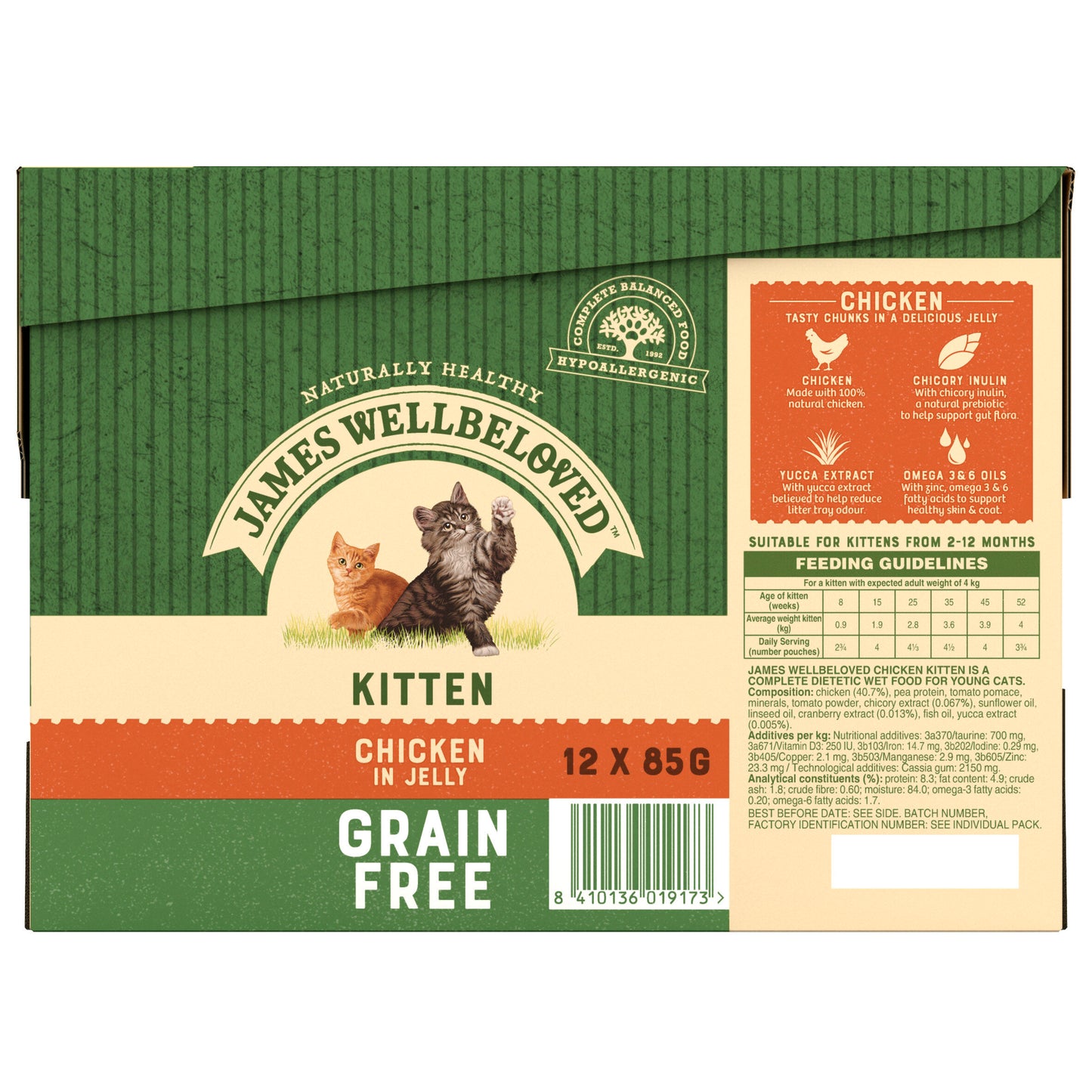 James Wellbeloved Kitten Pouch Grain Free - Chicken 85g x 12
