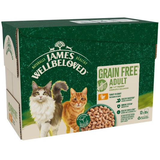 James Wellbeloved Adult Cat Pouch Grain Free - Turkey 85g x 12
