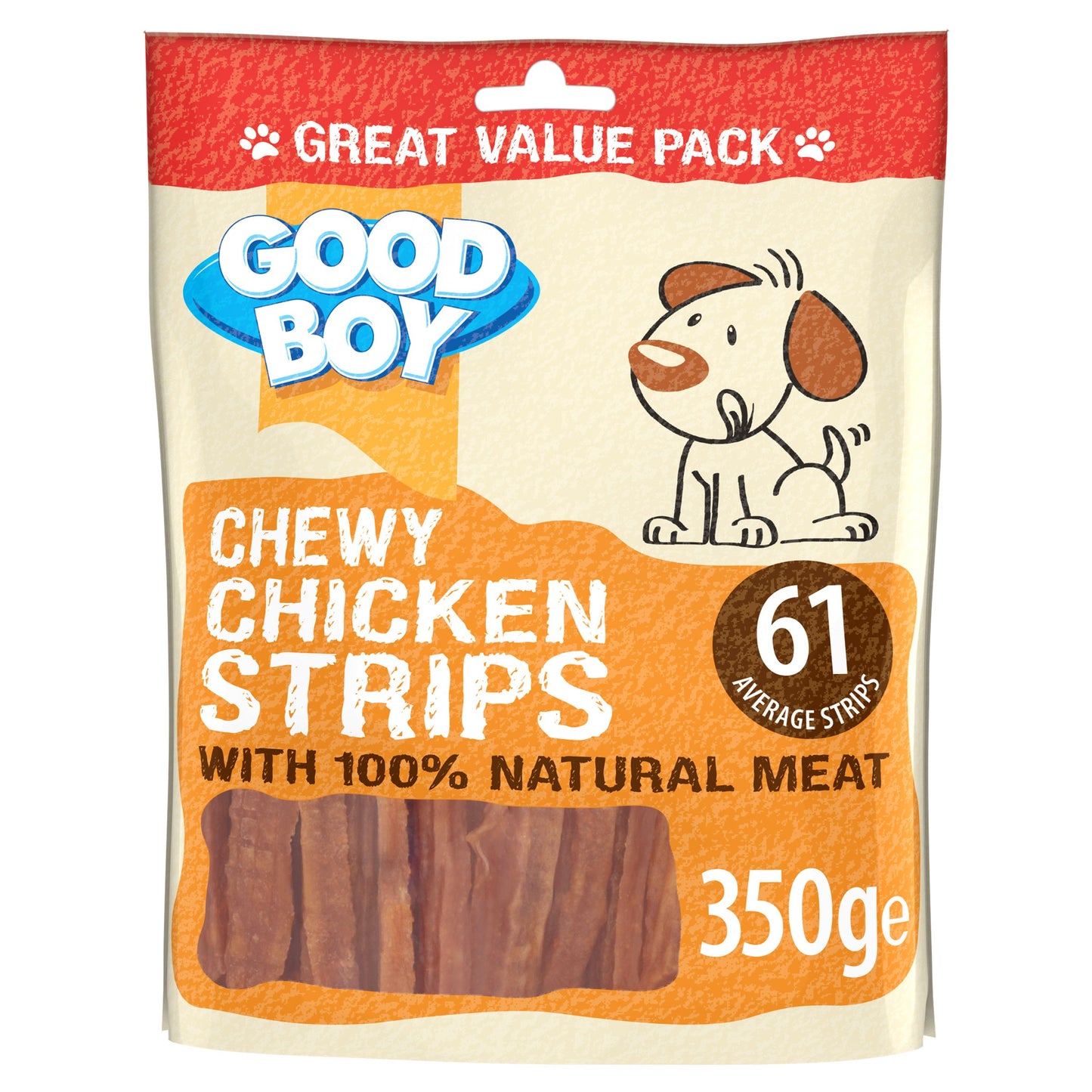 Good Boy Pawsley & Co. Dog Treats - Chewy Chicken Strips 350g x 6