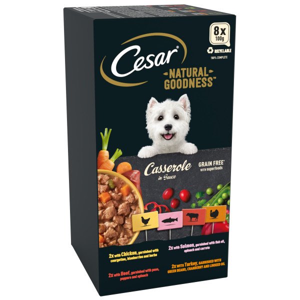 Cesar Foil Tray Natural Goodness Casserole Mixed Selection in Gravy 100g 8pk x 3