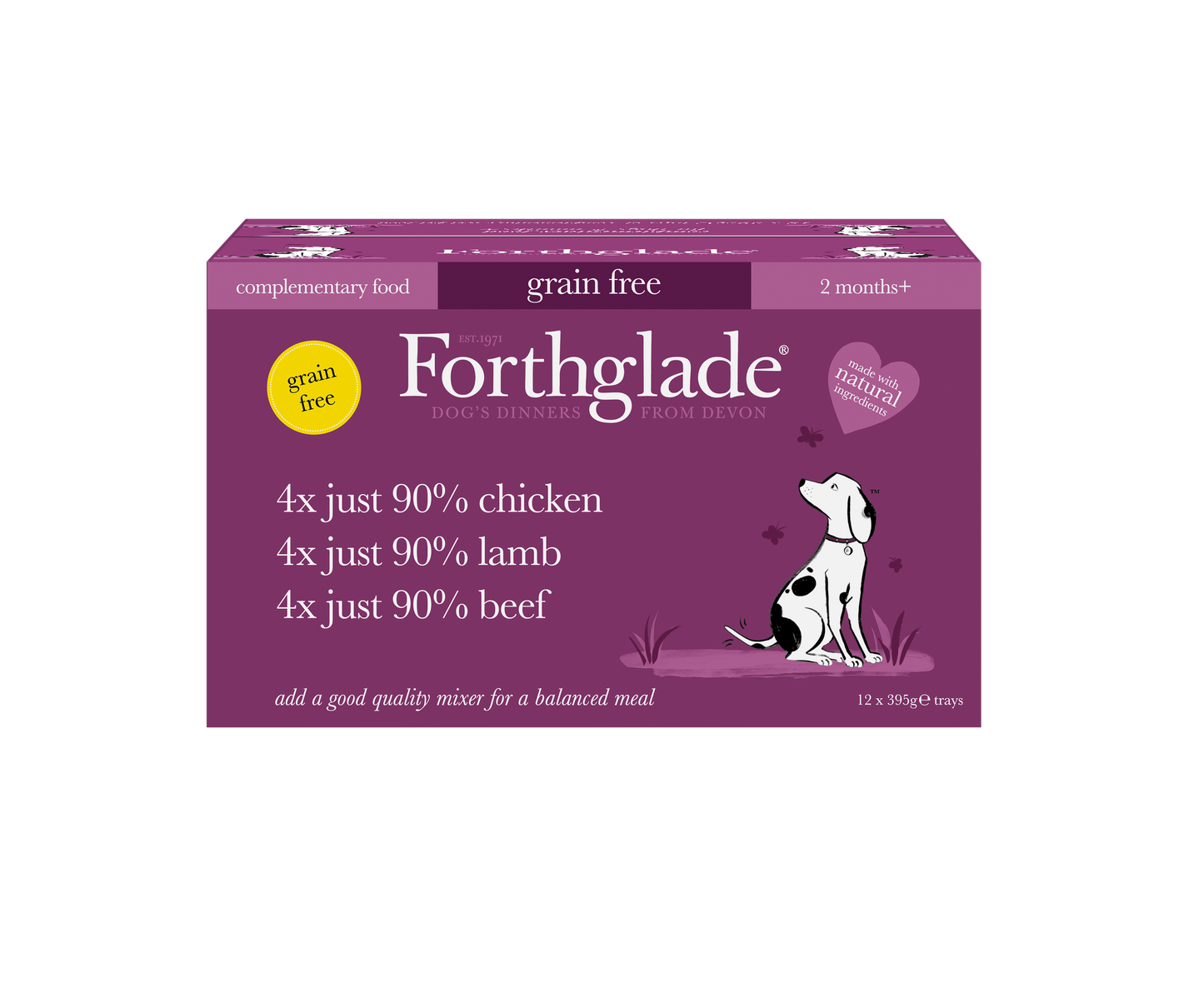 Forthglade Dog Tray Just Beef / Chicken / Lamb Variety 395g x 12