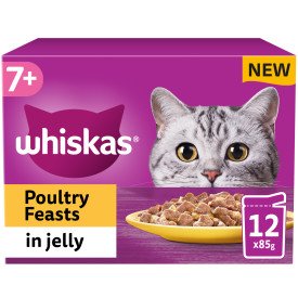 Whiskas Pouch 7+ Poultry Feasts Jelly 85g 12pk x 4
