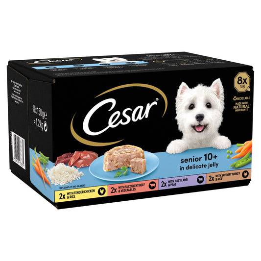 Cesar Foil Tray Senior 10+ in Delicate Jelly 150g 8pk x 3