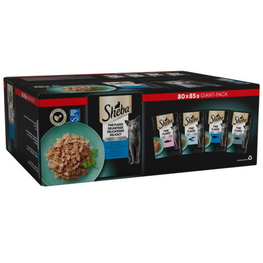Sheba Cat Pouch Fine Flakes Fish Collection in Jelly 85g 80pk x 1