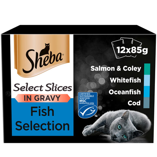Sheba Cat Pouch Select Slices Gravy Fish Collection 85g 12pk x 4