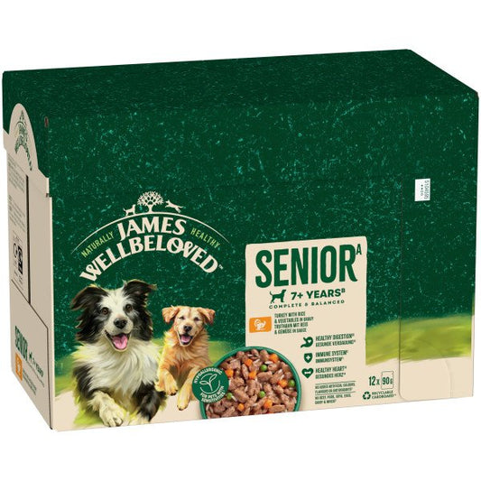 James Wellbeloved Senior Dog Pouch Turkey 90g 12pk x 1