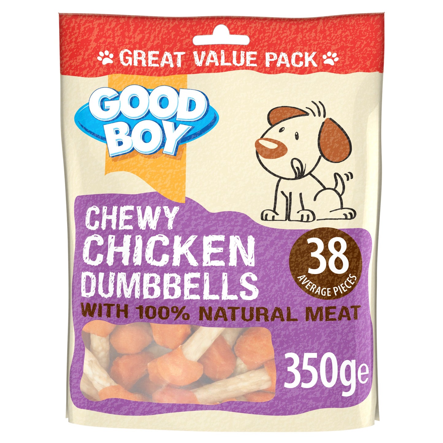 Good Boy Pawsley & Co. Dog Treats - Chewy Chicken Dumbbells 350g x 3