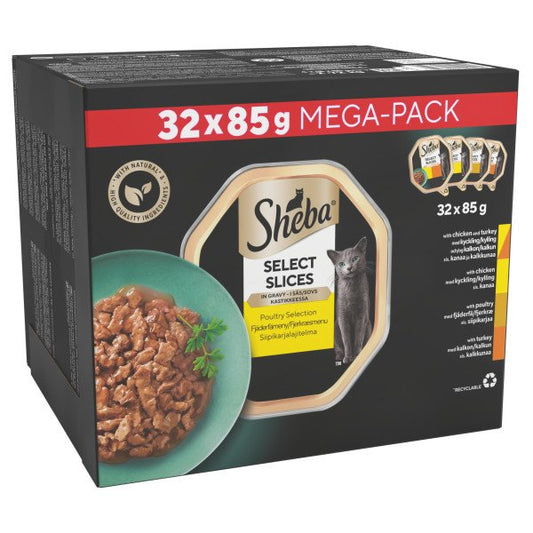 Sheba Cat Foil Tray Select Slices Poultry Collection in Gravy 32pk x 1