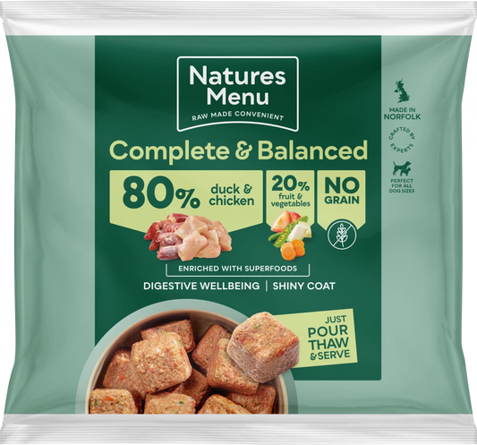Natures Menu Complete & Balanced Raw 80/20 Duck and Chicken For Adult Dogs