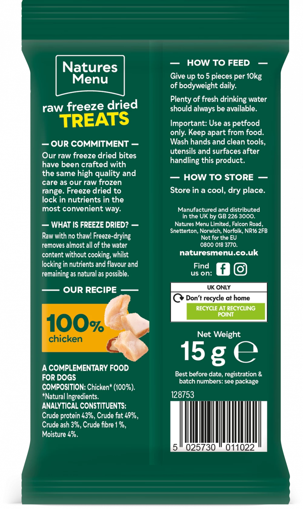 Freeze Dried Meat Bites 100% Chicken For All Dogs