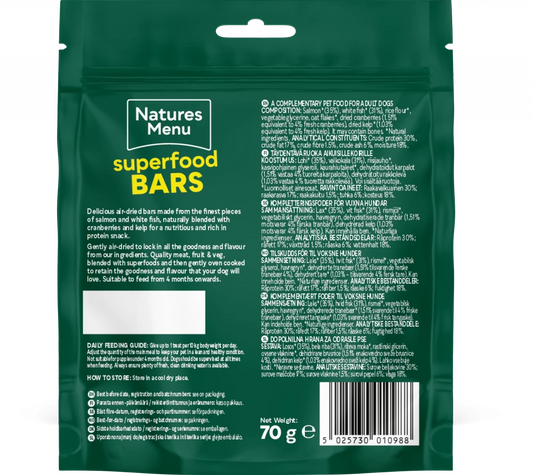 Country Hunter Superfood Bars Salmon & White Fish with Cranberries & Kelp For Adult Dogs