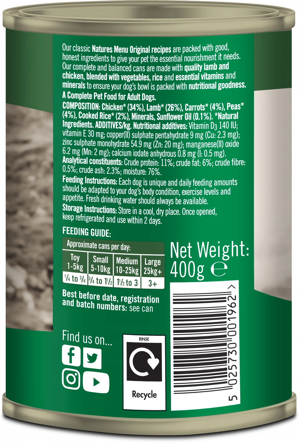 Natures Menu Cans Lamb with Chicken For Adult Dogs