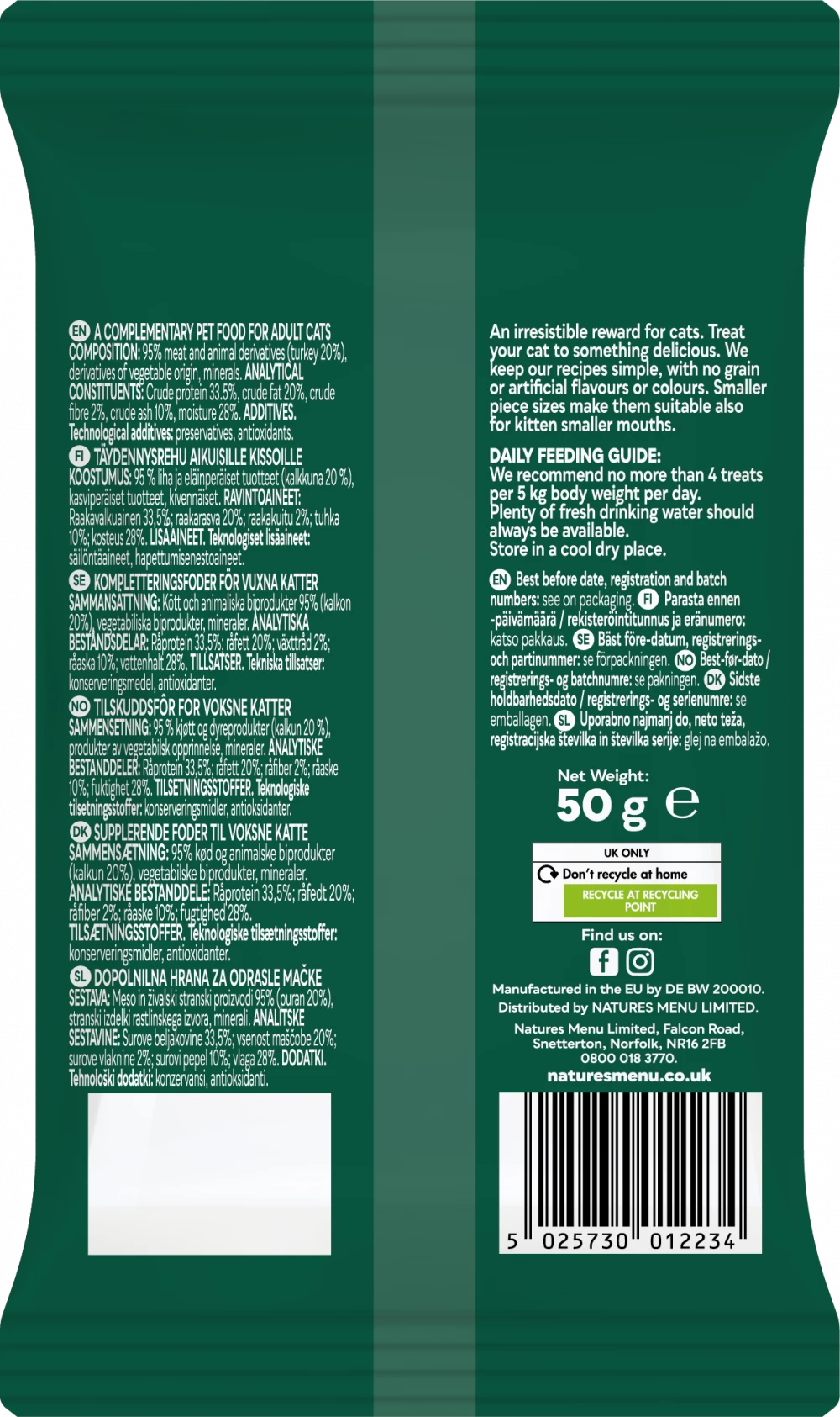 Natures Menu Treats Turkey For Adult Cats