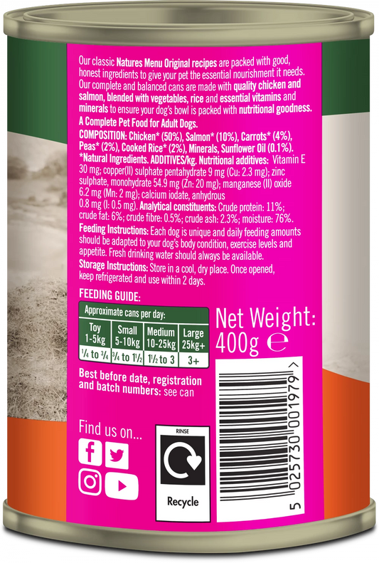 Natures Menu Cans Chicken with Salmon For Adult Dogs