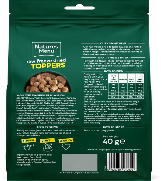 Complete Freeze Dried Food Lamb Toppers For Adult Dogs