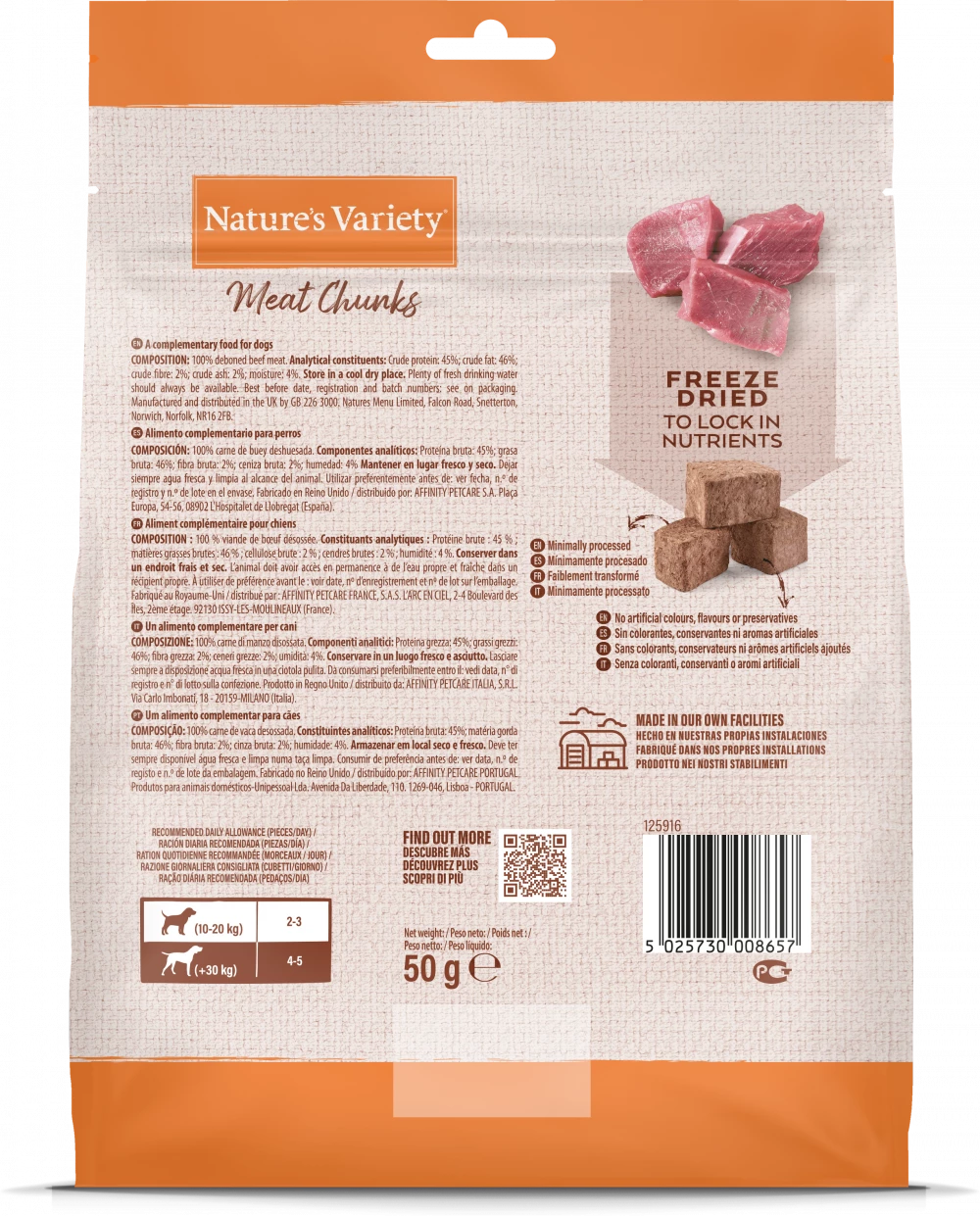 Freeze Dried Meat Chunks 100% Beef Chunks For Adult Dogs