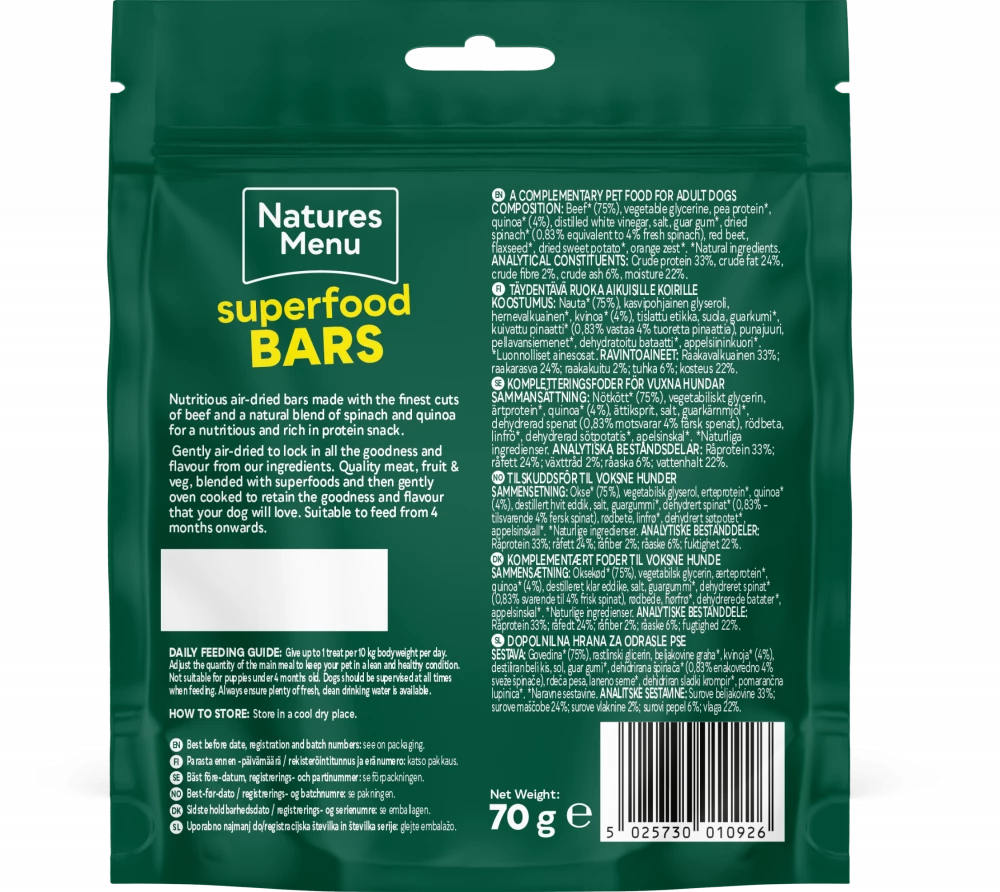 Country Hunter Superfood Bars Beef with Spinach & Quinoa For Dogs