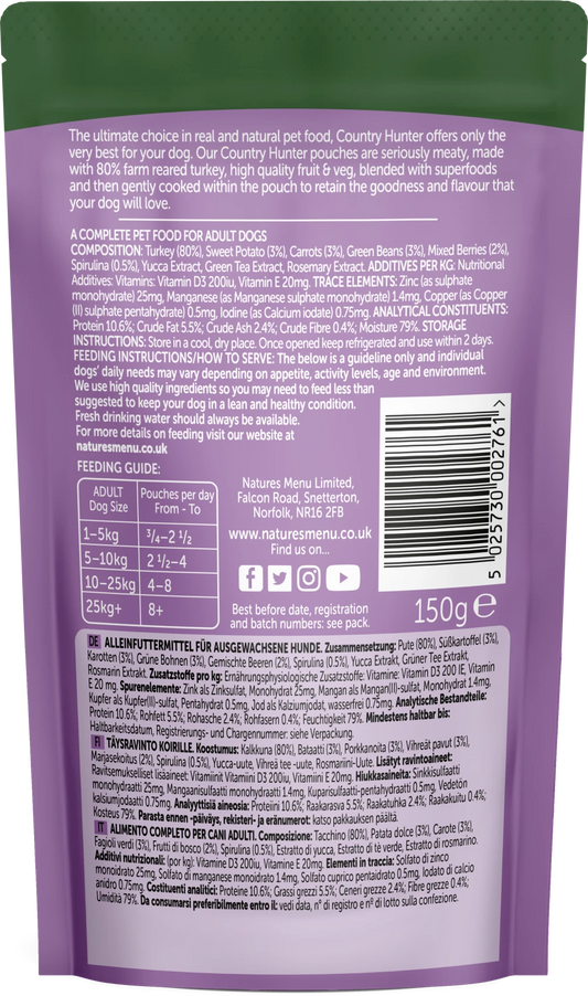 Country Hunter Dog Pouches Farm Reared Turkey For Adult Dogs