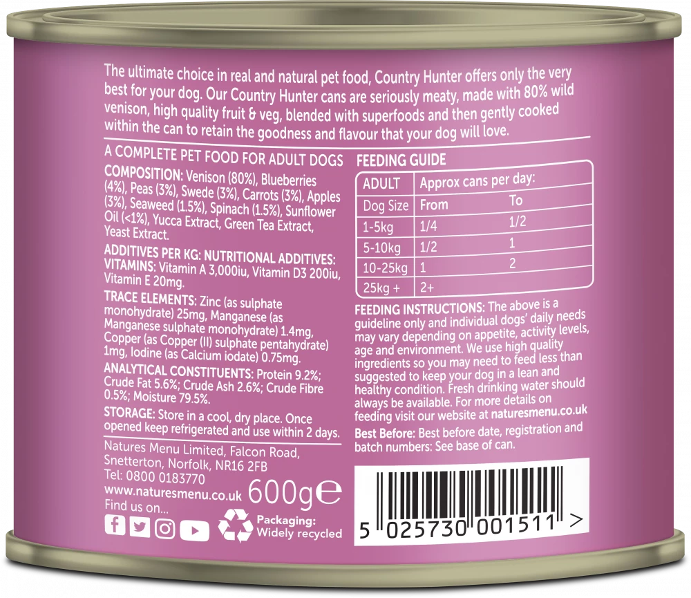 Wild Venison with Superfood cans For Adult Dogs