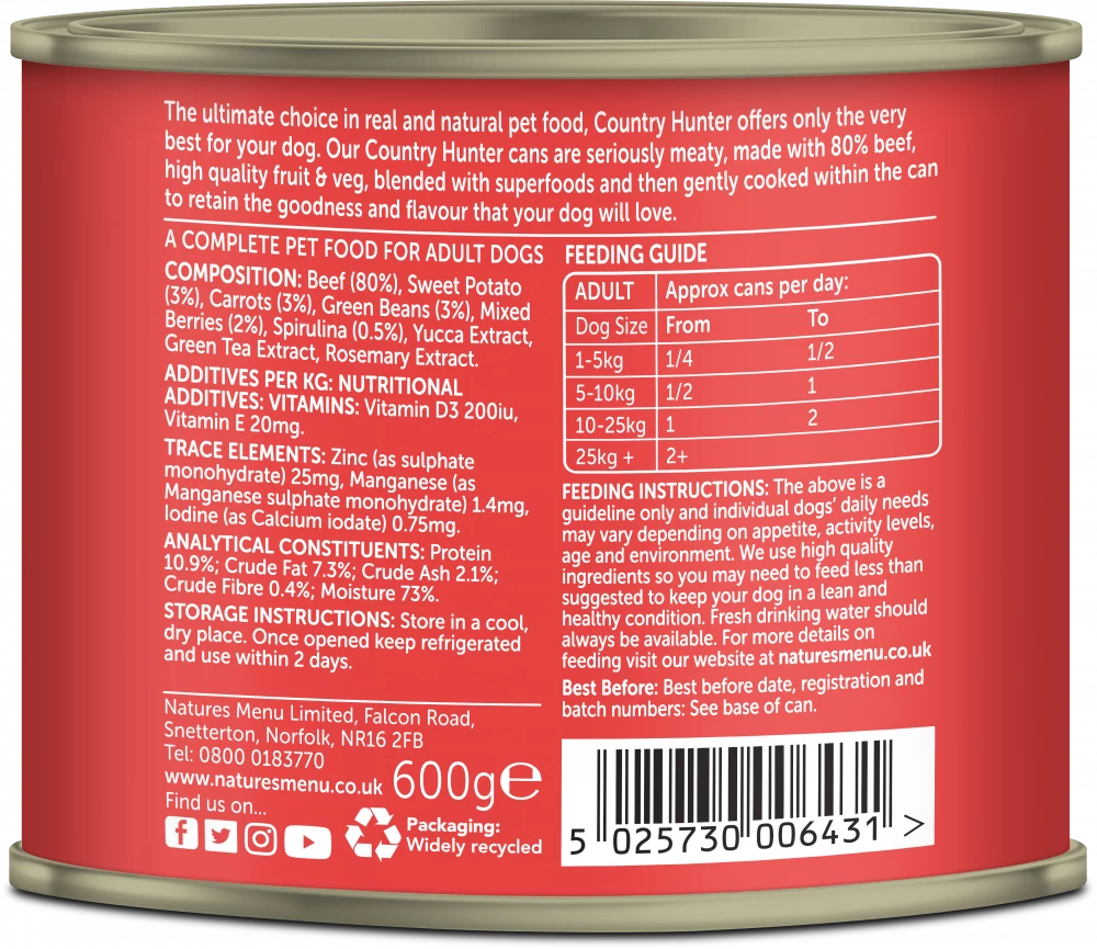 Country Hunter Cans Beef with Superfoods For Adult Dogs