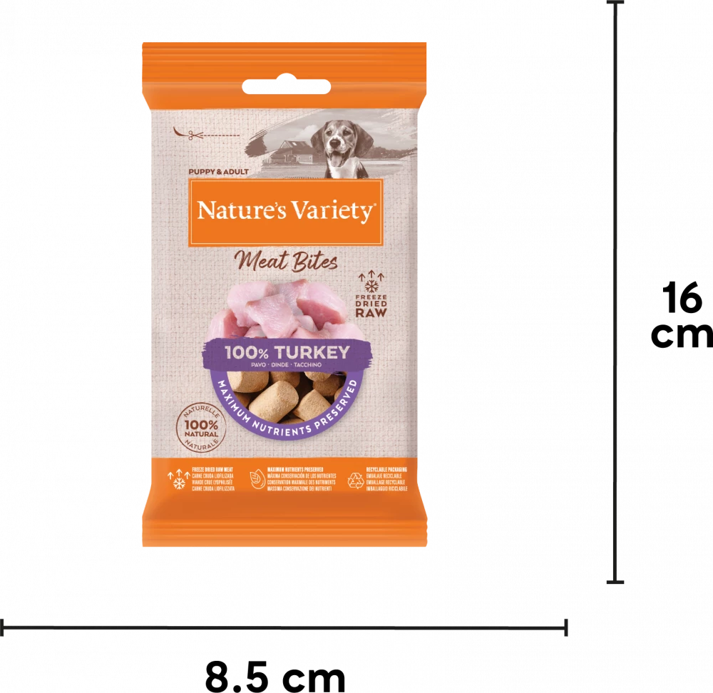 Freeze Dried Meat Bites 100% Turkey For Adult Dogs