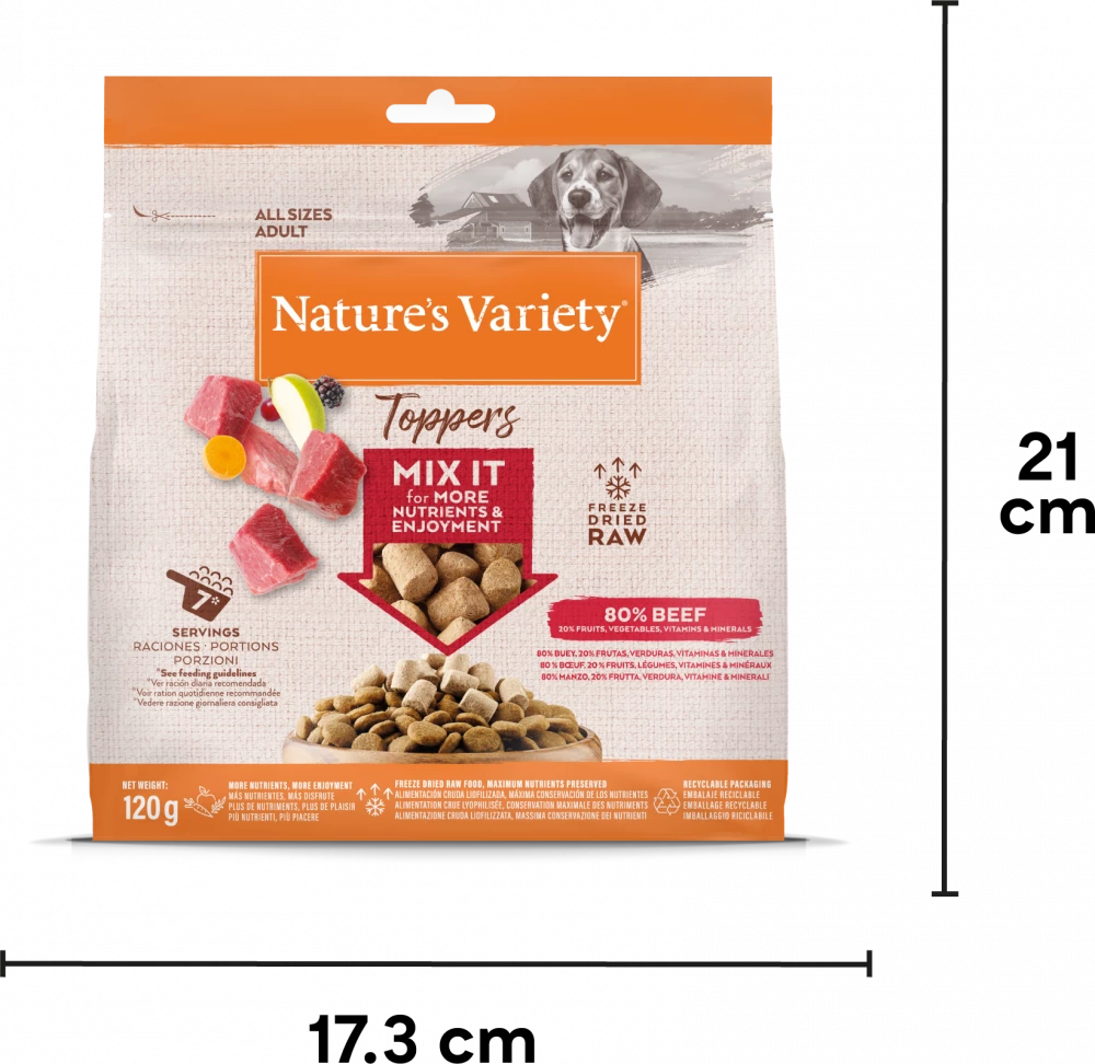 Complete Freeze Dried Food Beef Toppers For Adult Dogs