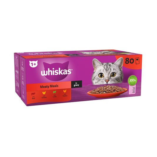 Whiskas Pouch 1+ Meaty Meals in Gravy 85g GIANT 80 pk x 1